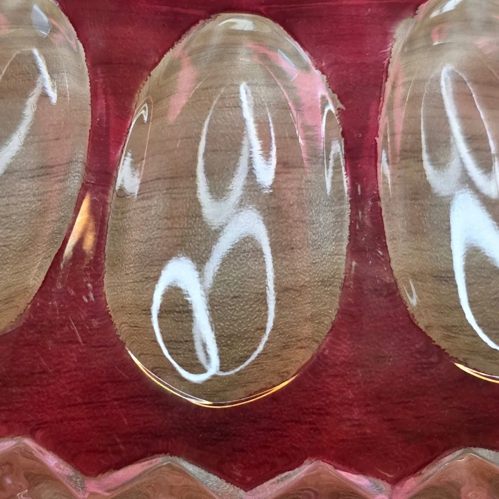 Vtg Westmoreland Waterford Ruby Flashed Round Thumbprint 13